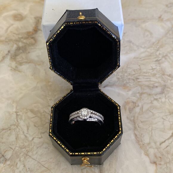 10KWG Diamond Bridal Set | Engagement & Wedding Ring - Picture 13 of 16